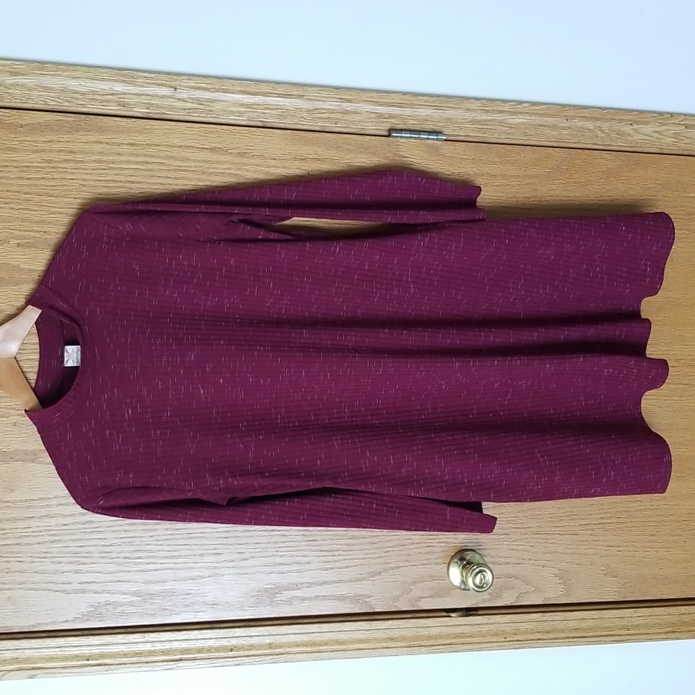 Faded Glory Cranberry mockneck size 12-14 knit heathered dress EUC